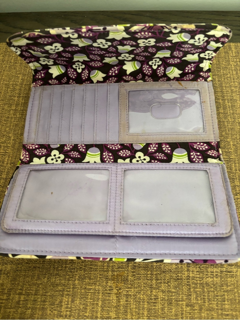 Vera Bradley Quilted Floral Wallet in Purple, Black and Green - Picture 2 of 2